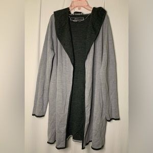 BNCI by Blanc Noir Open Front Cardigan Longline with Hood and Pockets Grey